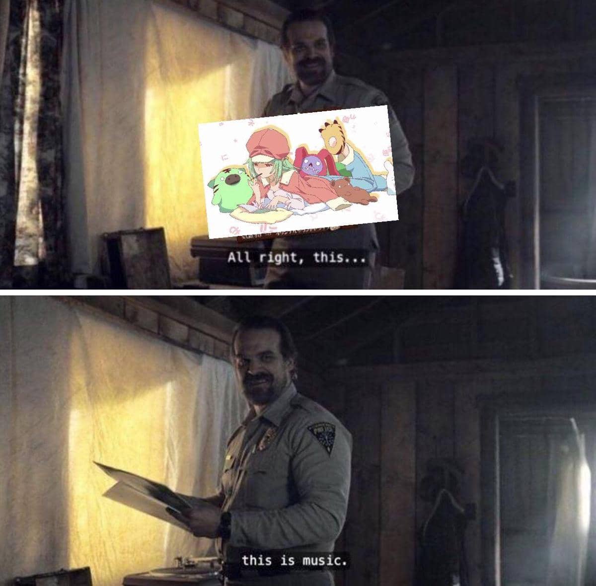 meme anime tentang dengar musik