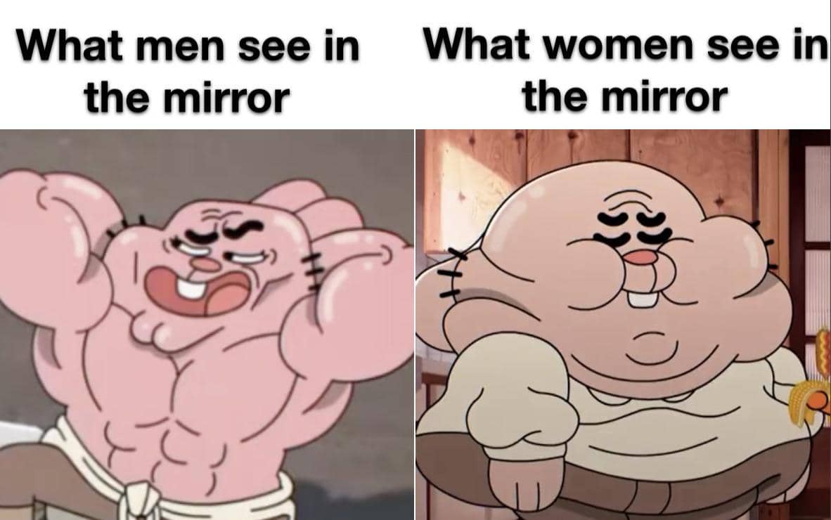 meme kartun tentang cermin