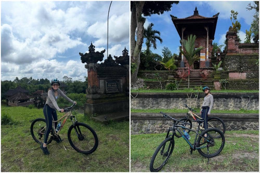 Acha Septriasa bersepeda di Bali.