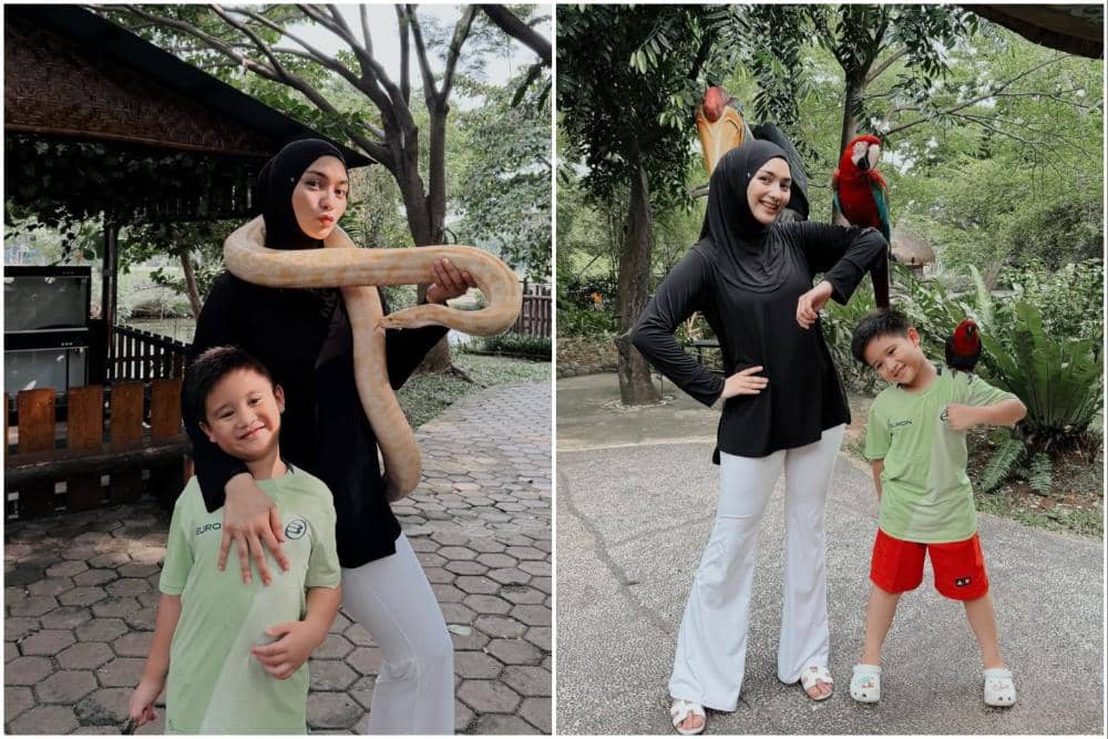 Citra Kirana ajak anak ke kebun binatang.