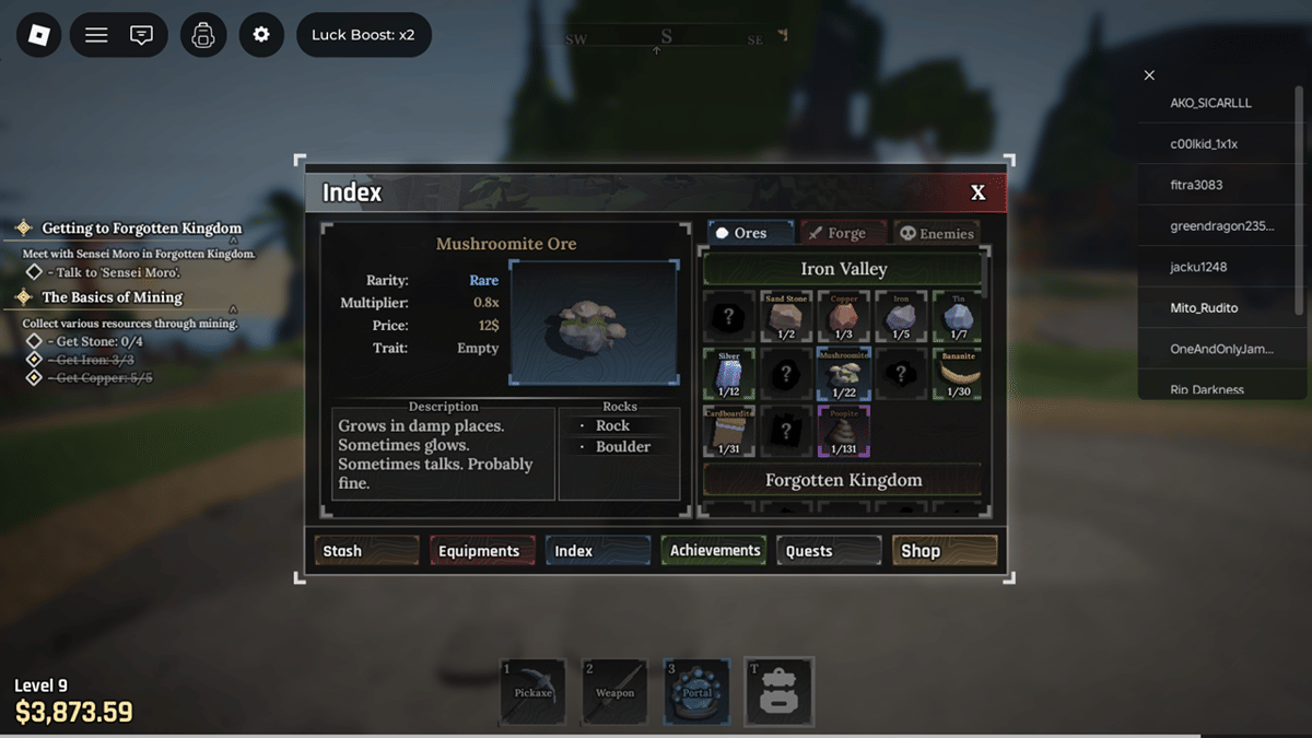 mengisi Index di The Forge