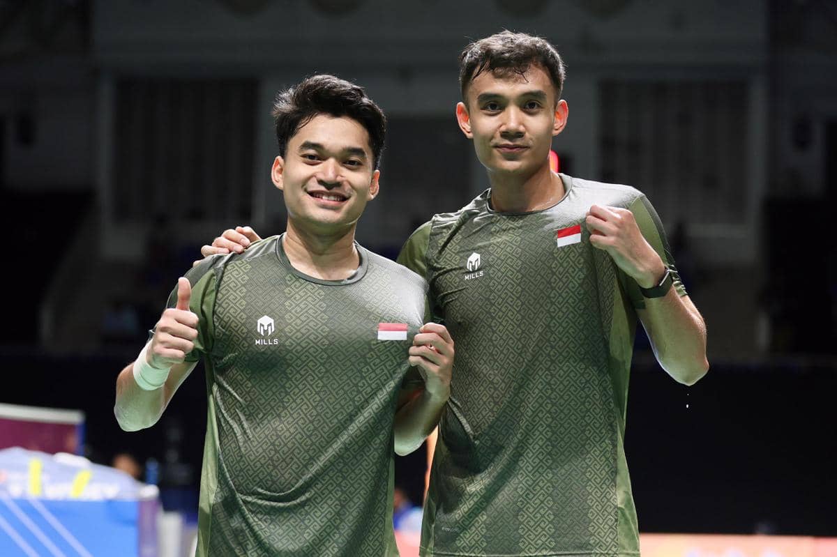 Leo Rolly Carnando/Bagas Maulana memastikan kemenangan tim beregu putra Indonesia atas Singapura di semifinal SEA Games 2025