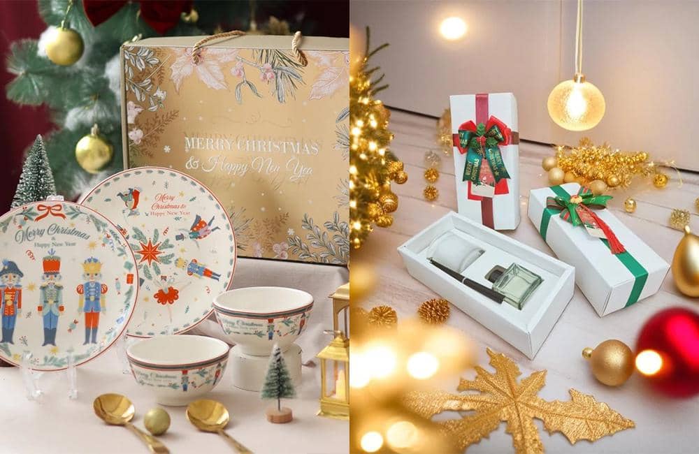 Ilustrasi kado Natal ( kolase foto via Shopee Goods & Co dan Maumii Corp)