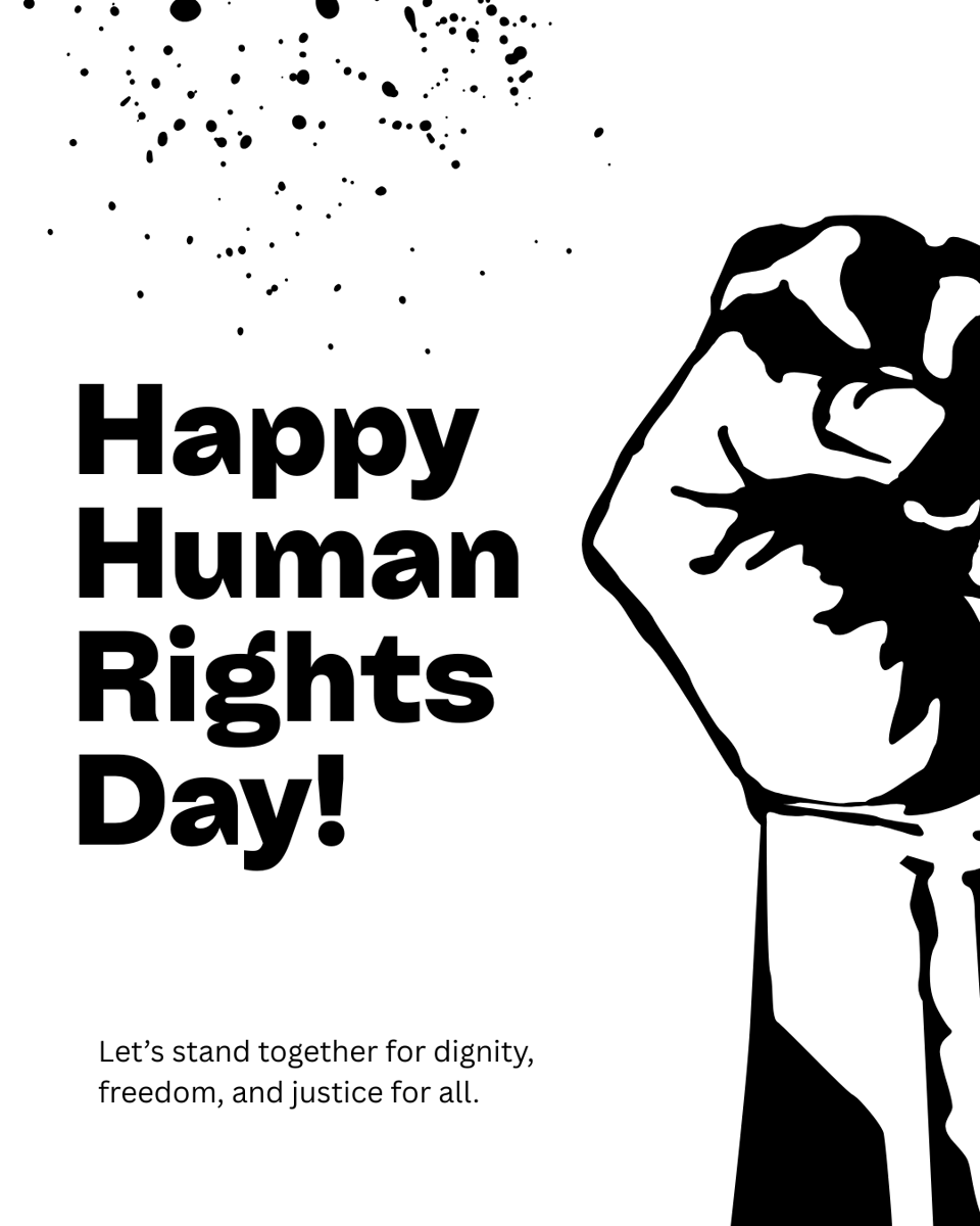 Black and White Simple Human Rights Day Instagram Post