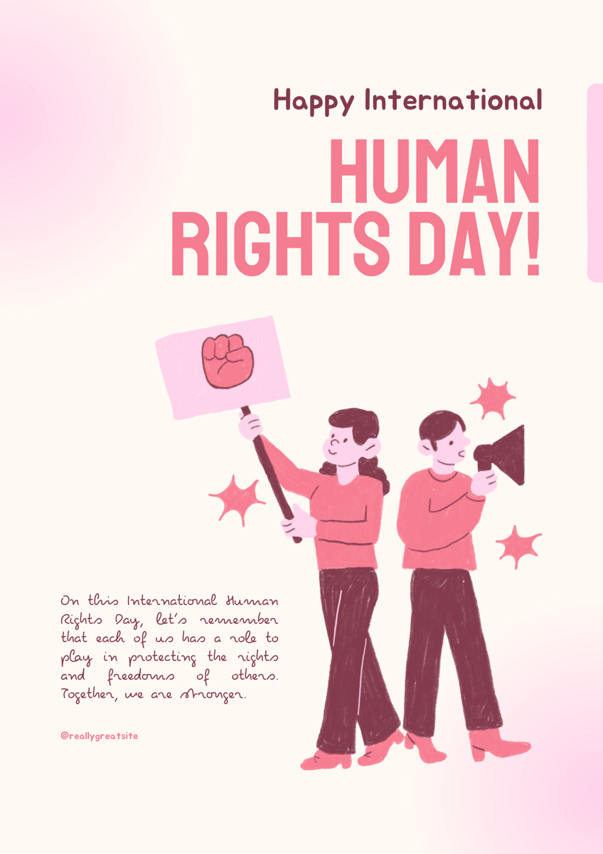 Pink Illustration International Human Rights Day Flyer Portrait