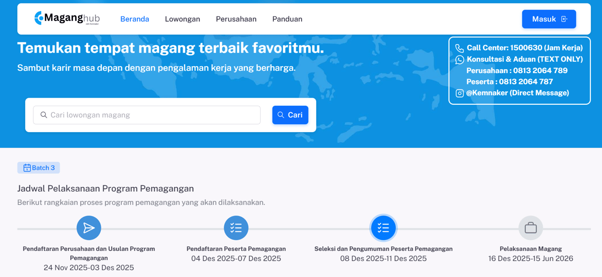 Tangkapan layar laman utama Kemnaker