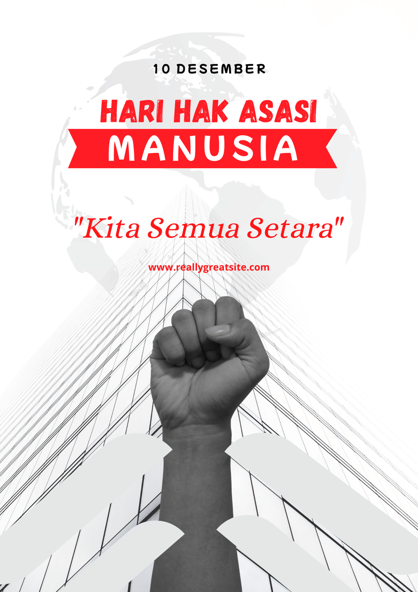 Abu-abu Merah Minimalis Hak Asasi Poster