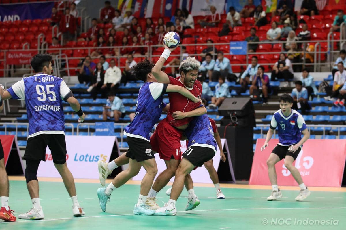 Pertandingan perdana tim handball putra Indonesia di SEA Games 2025