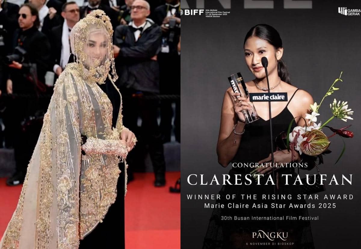 kolase foto Syahrini dan Claresta Taufan