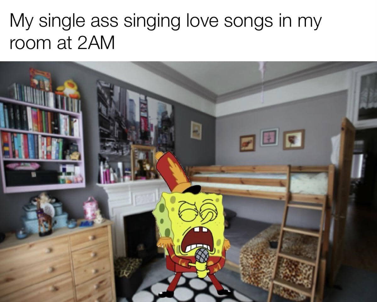 meme SpongeBob tentang nyanyi