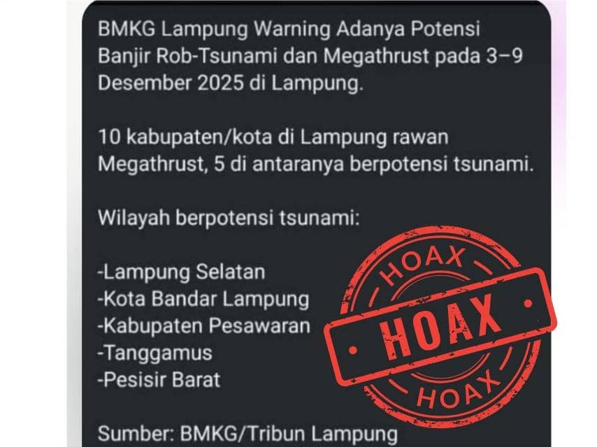 Informasi tsunami dan megathrust beredar di Provinsi Lampung.