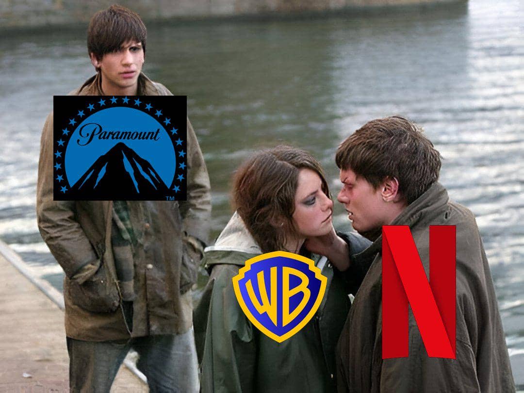 meme Netflix dan Paramount rebutan Warner Bros