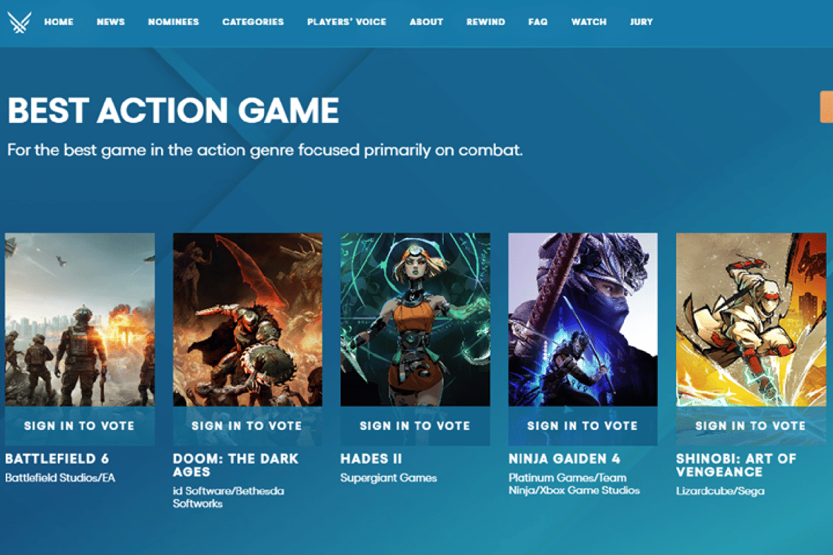 nominasi Best Action Game dalam ajang The Game Awards 2025
