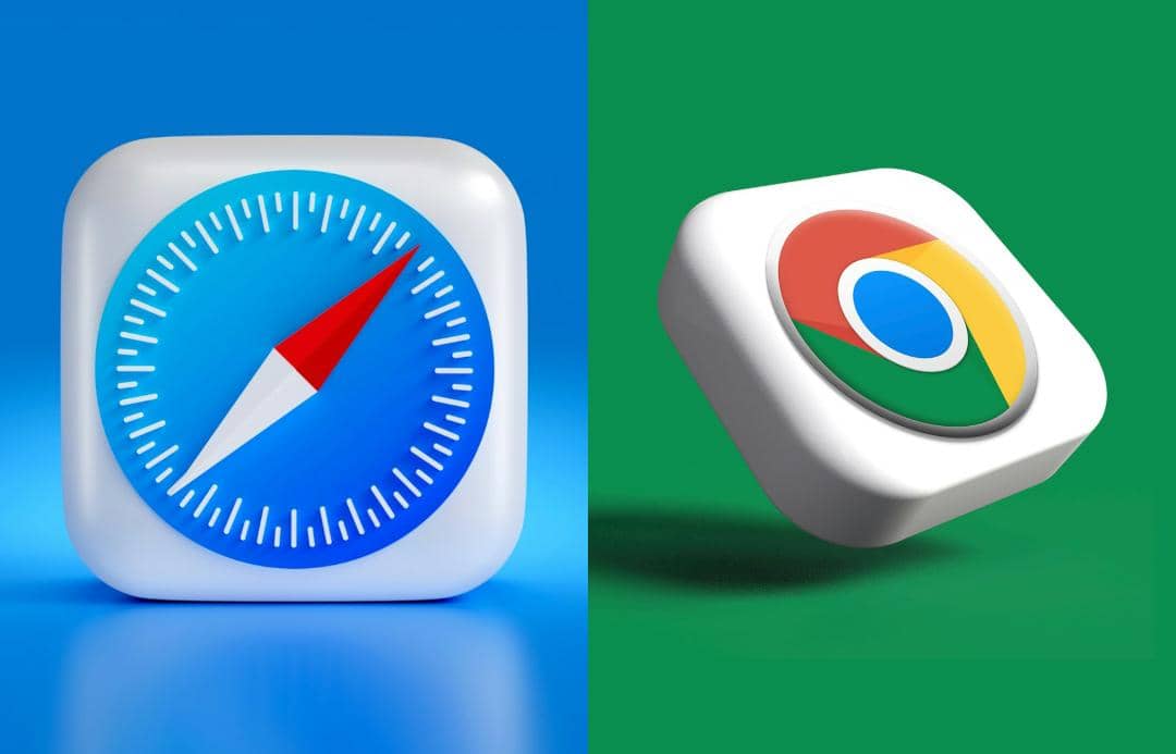 ilustrasi logo Safari dan Chrome