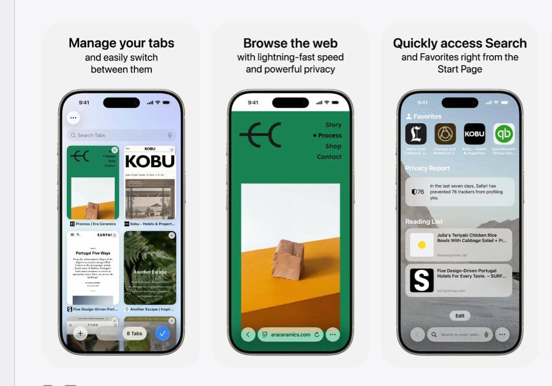 tampilan Safari di iPhone