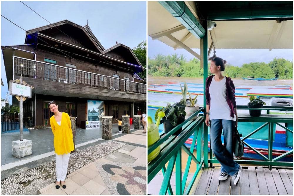 Yuki Kato liburan di Kota Banjarmasin.