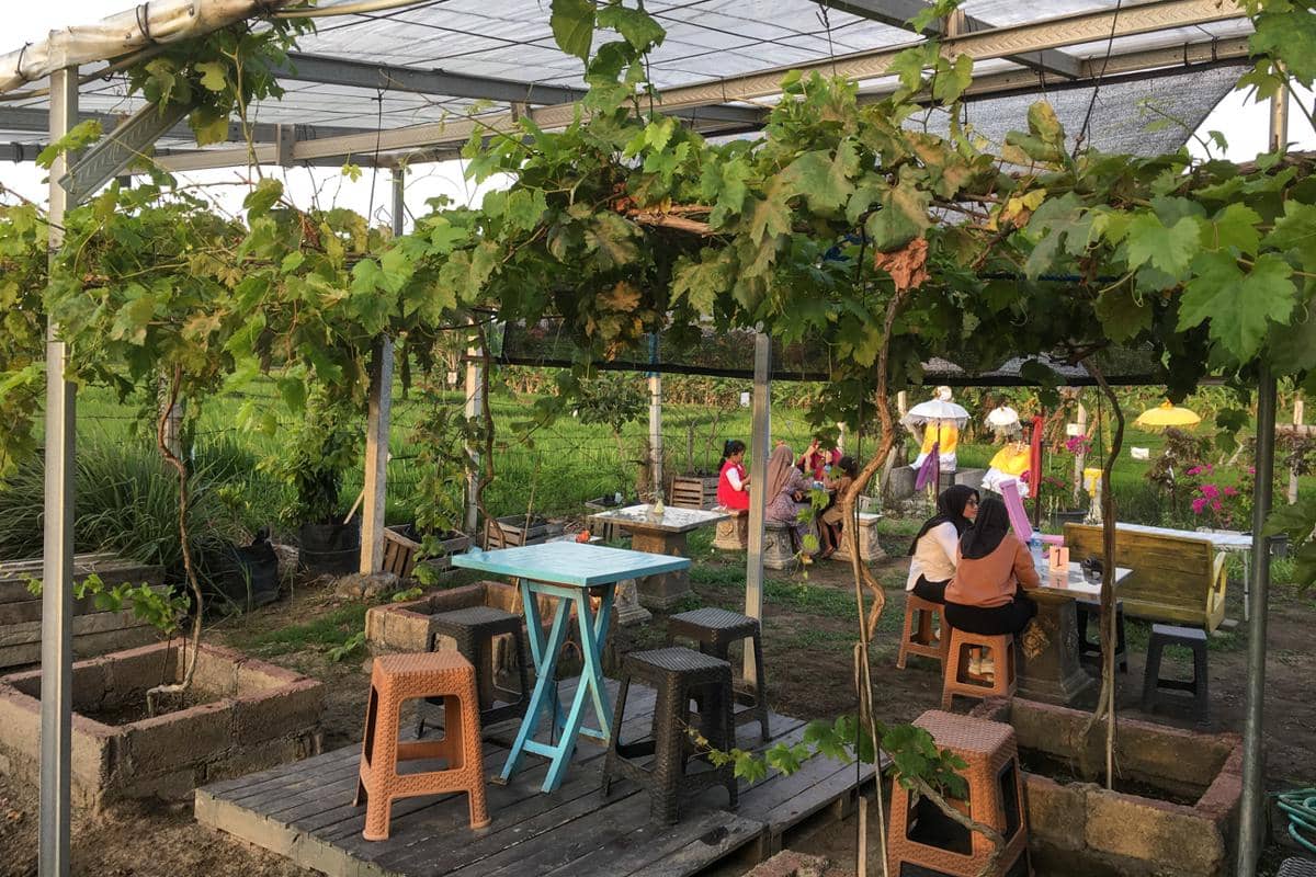 area nongkrong sambil menikmati makanan dan minuman 