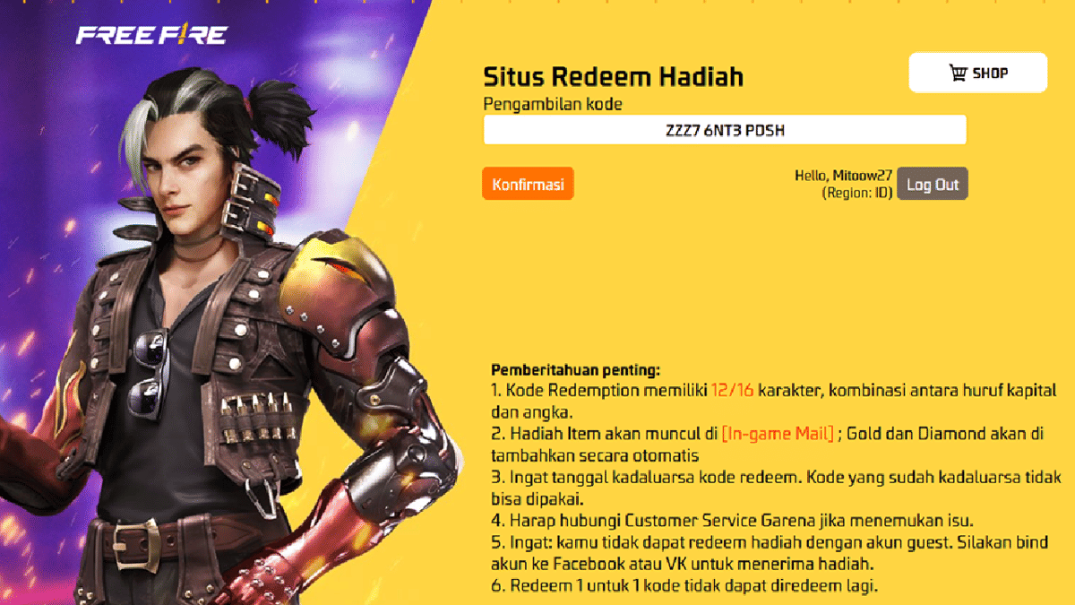 situs tukar kode hadiah Free Fire
