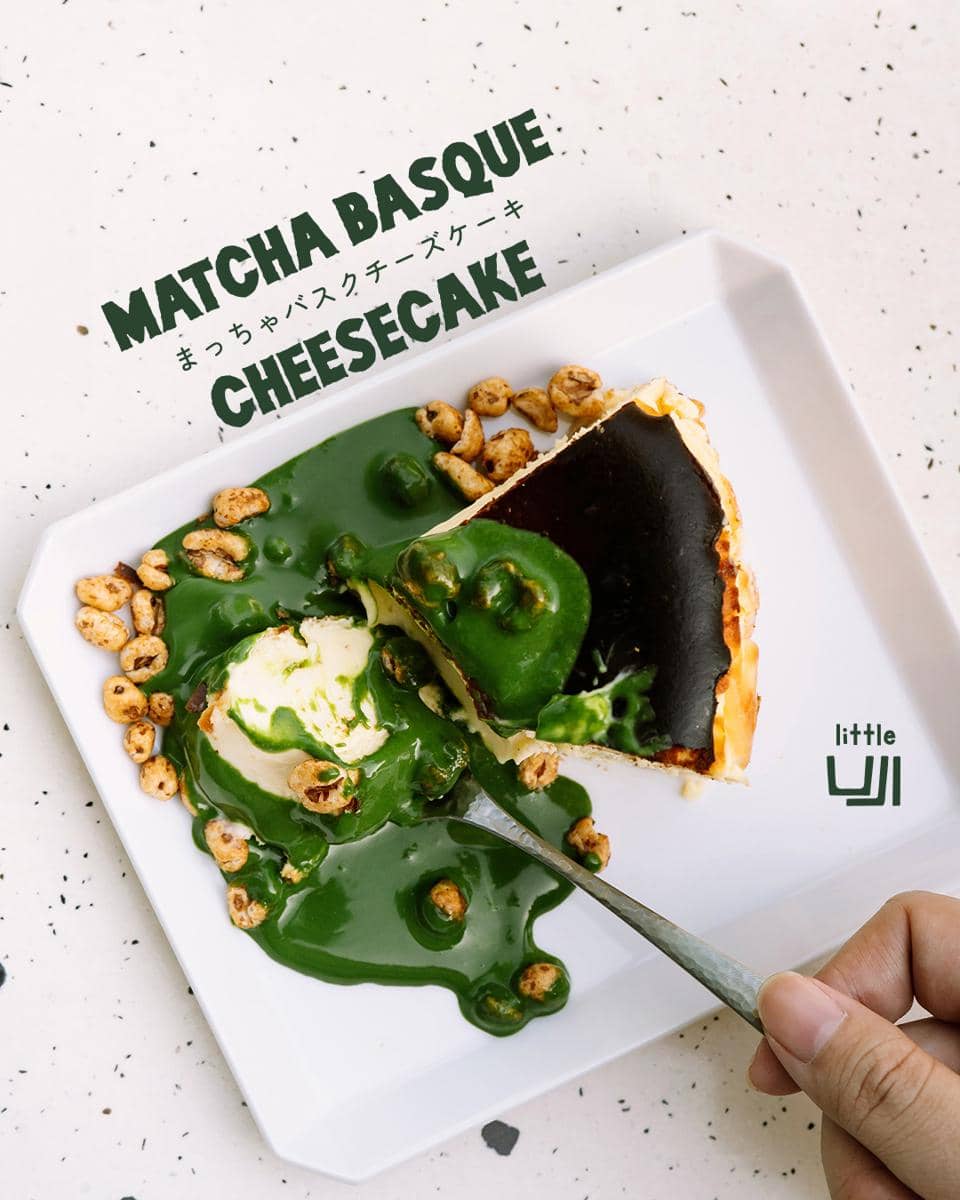 menu Matcha Basque Cheesecake di Little Uji Matcha Cafe