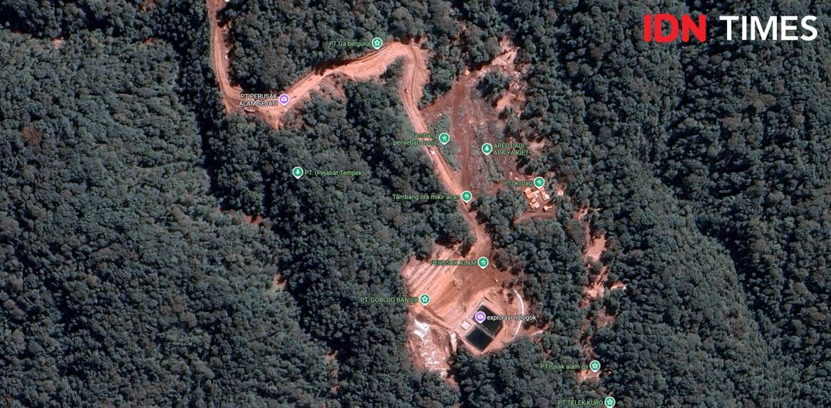 Foto satelit kondisi di sekitar kawasan Gunung Slamet yang viral di media sosial diduga akibat tambang ilegal. (IDN Times/Dhana Kencana)