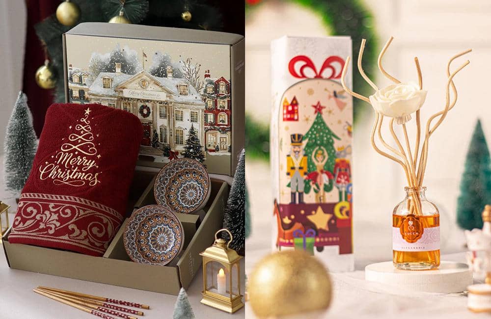 Ilustrasi hampers Natal (kolase via Shopee Goods & Co | Succa)