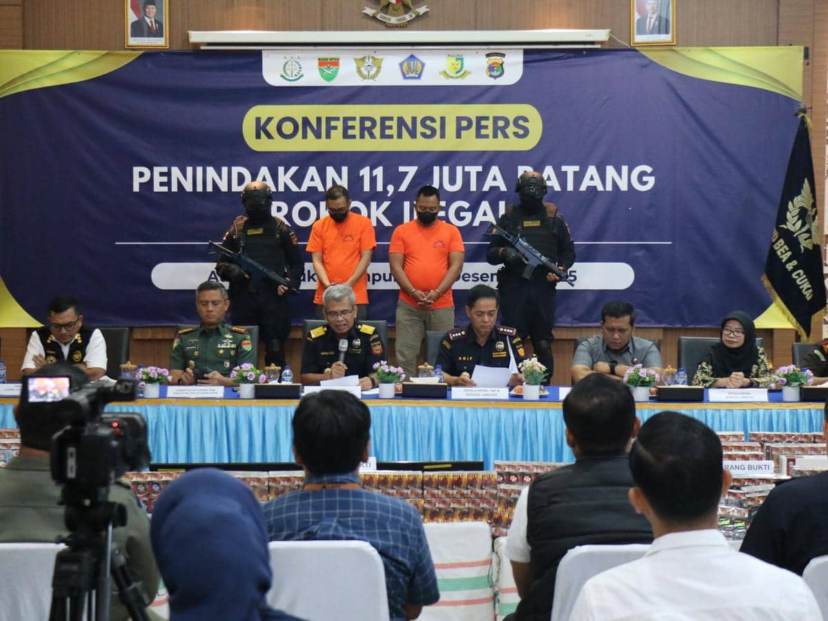 Rokok Ilegal 11,7 Juta Batang Senilai Rp17,5 M Disita di Lampung Selatan