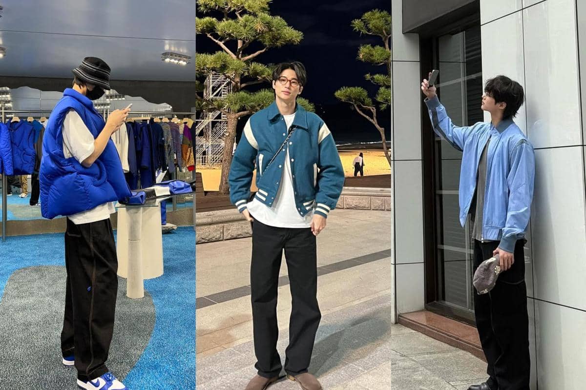 Mix and match outer biru ala Byeon Woo Seok