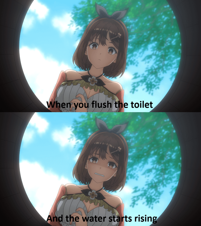 meme anime tentang flush toilet