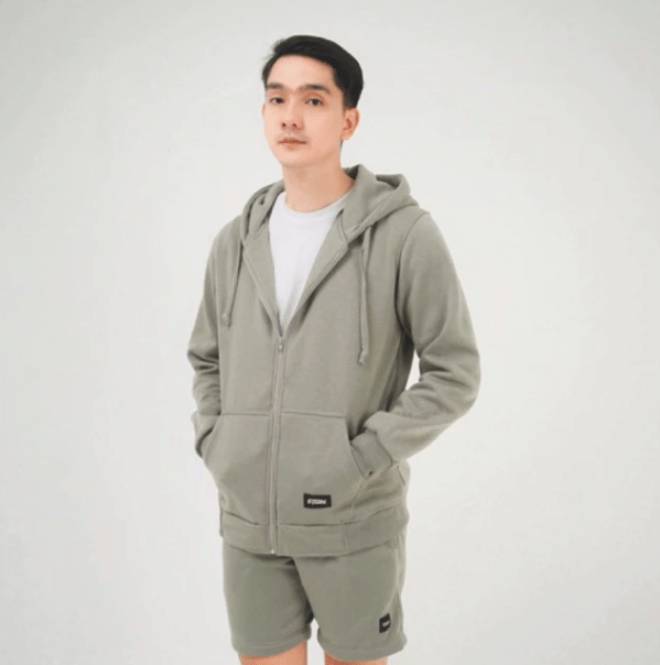 Steigen Zipper Hoodie Fleece Sage