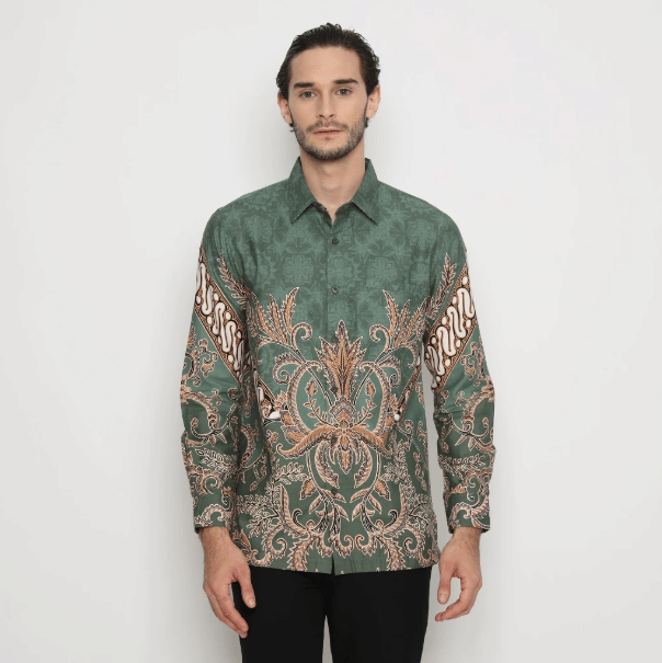 Platini Kemeja Batik Lengan Panjang Katun Hijau 36054