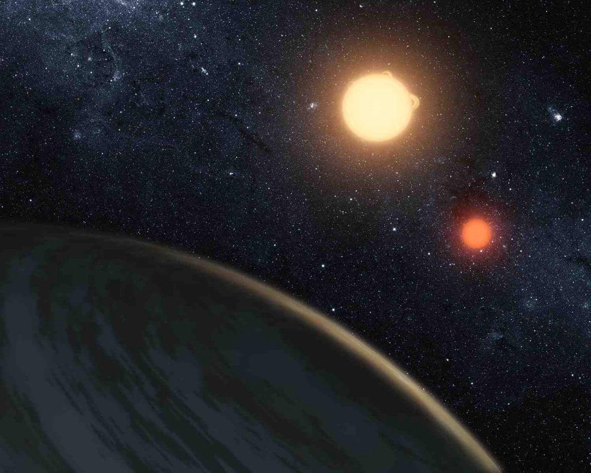 Ilustrasi planet Kepler-16b dengan dua matahari yang mirip Star Wars