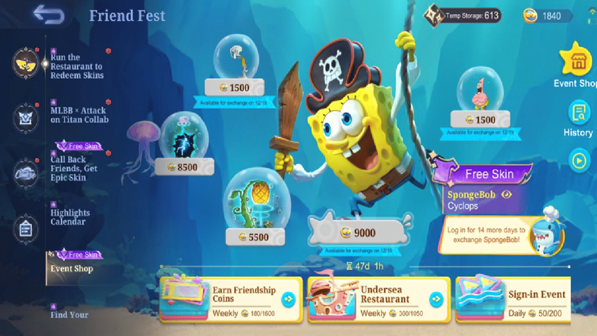 Event Shop MLBB x SpongeBob SquarePants
