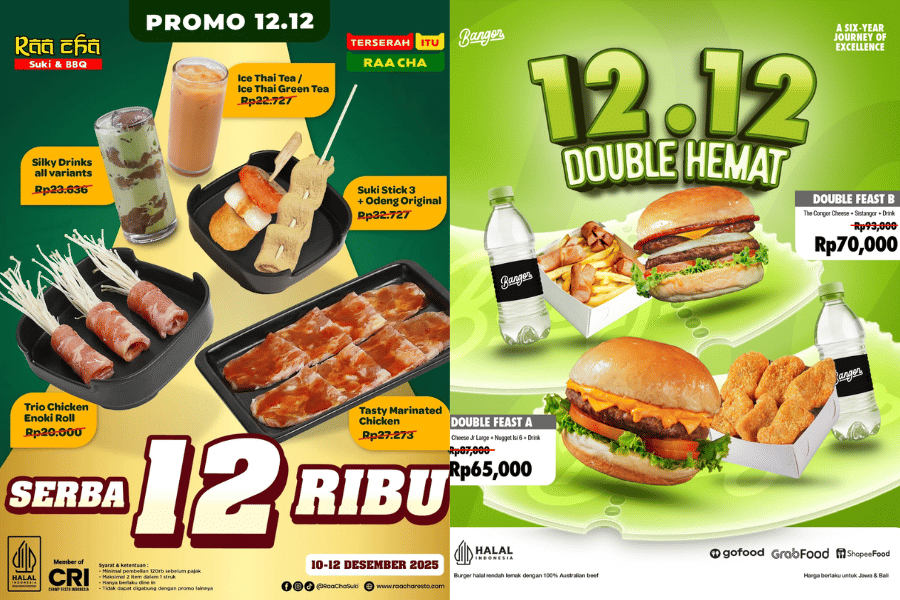 Promo 12.12 di Raa Cha Suki and BBQ dan Burger Bangor
