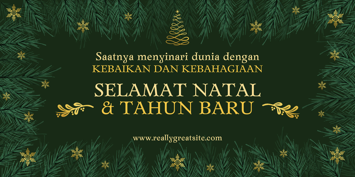 Spanduk Ucapan Selamat Natal Elegan Floral Hijau dan Emas.png