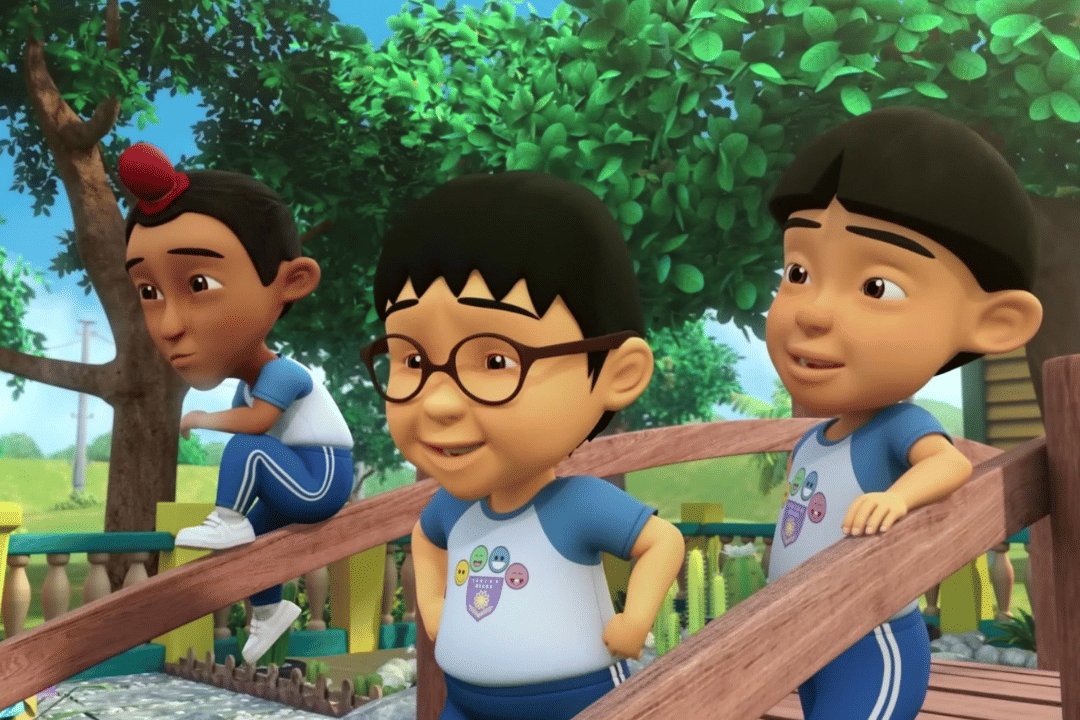 potret Ehsan, Mail, dan Jarjit di Upin & Ipin