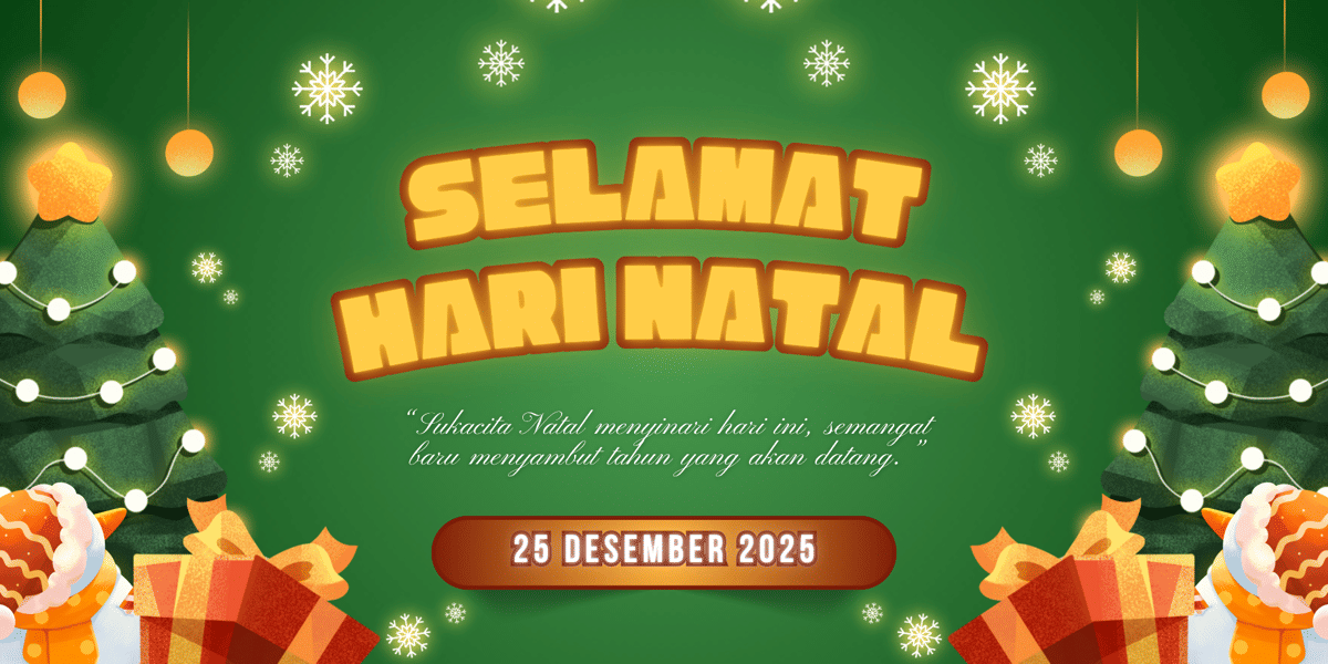 Hijau Emas dan Merah Muda Playful Hari Natal Spanduk.png