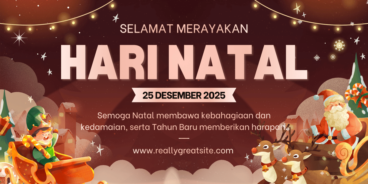 Putih dan Cokelat Ilustrasi Ucapan Selamat Hari Natal Banner Lanskap.png
