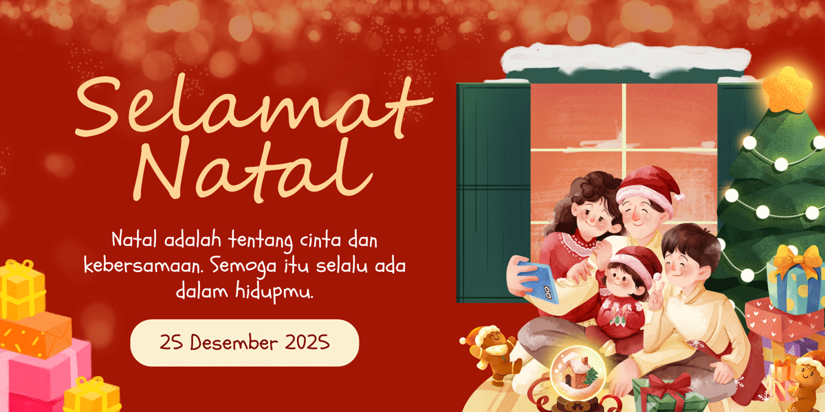 Merah dan Hijau Ilustrasi Selamat Natal Banner.png