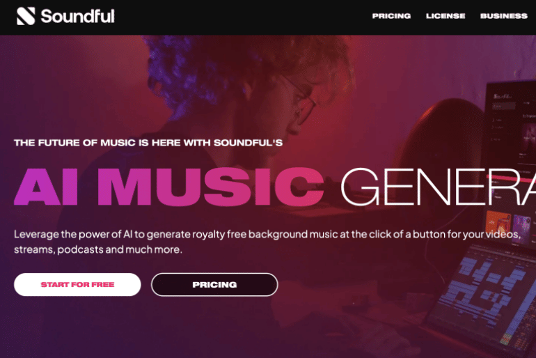 tampilan website Soundful