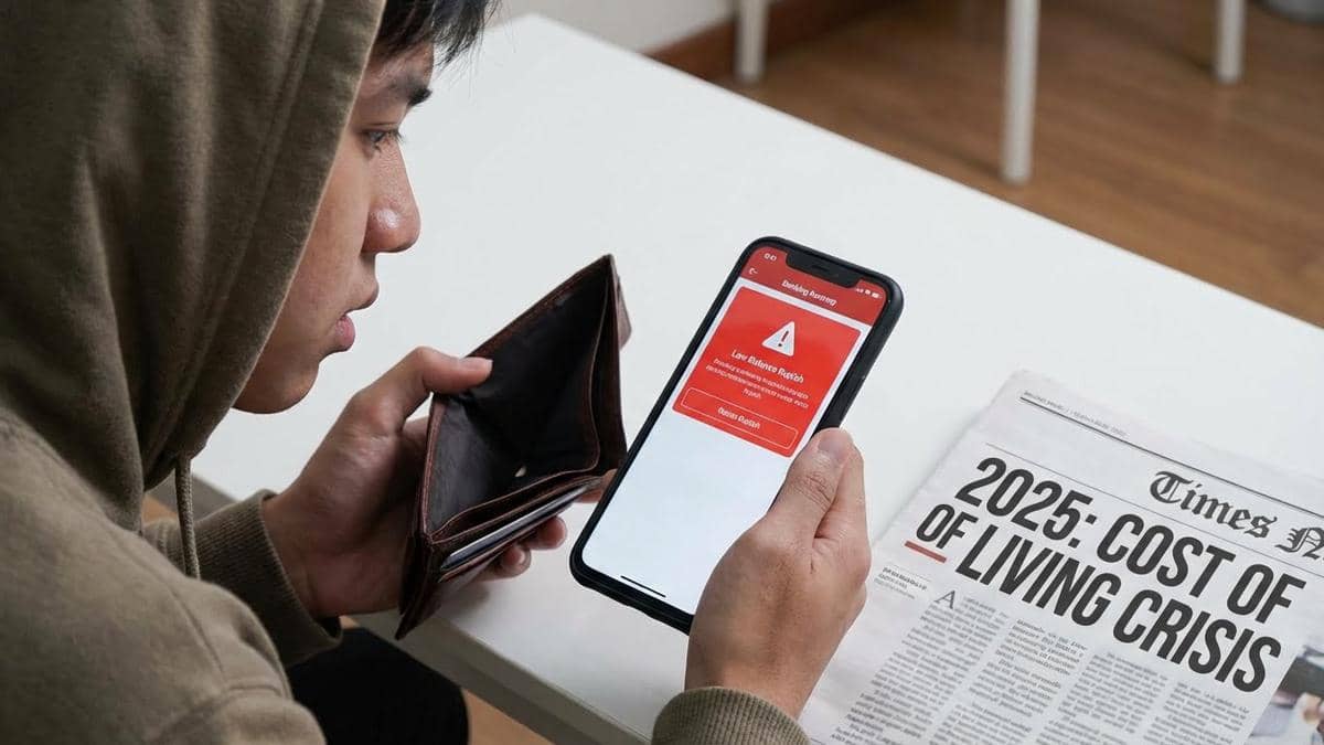 seseorang yang mengecek rekening saat tidak punya uang namun saldo di rekeningnya pun tidak ada