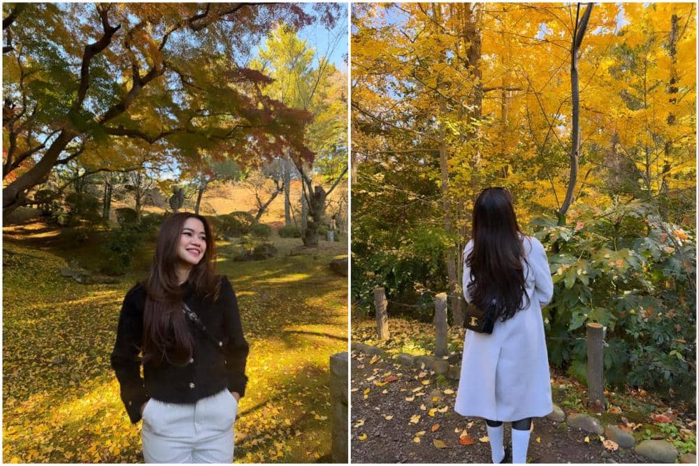 Ummi Quary saat menikmati musim gugur di Jepang