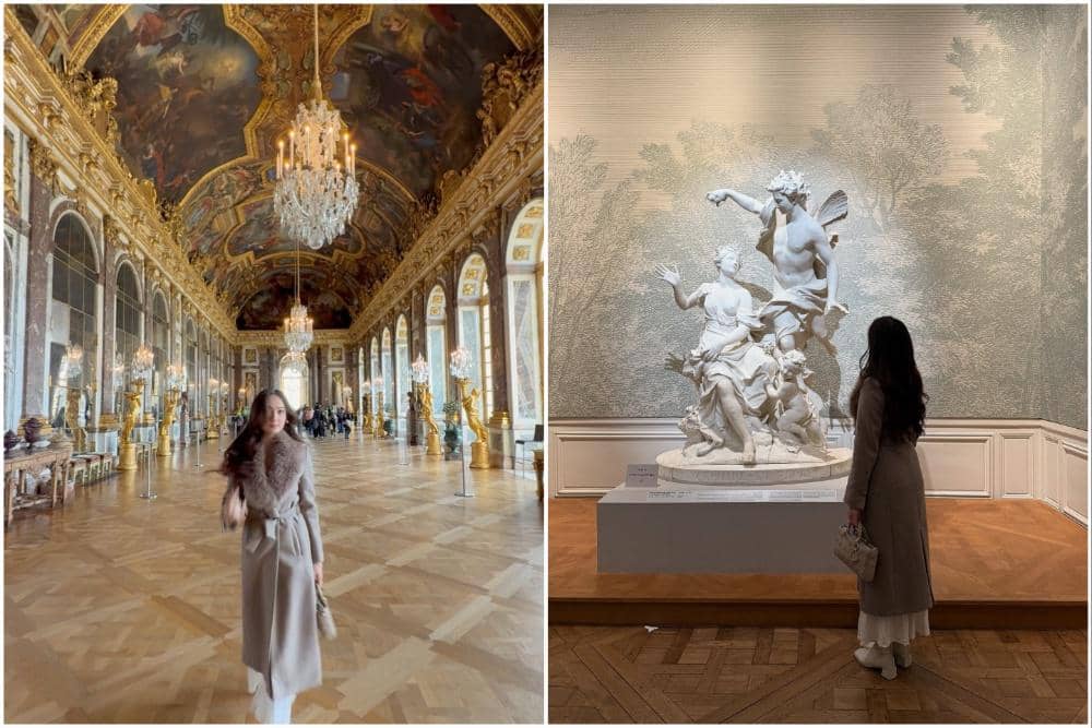 Laura Moane mengunjungi Palace of Versailles di Paris