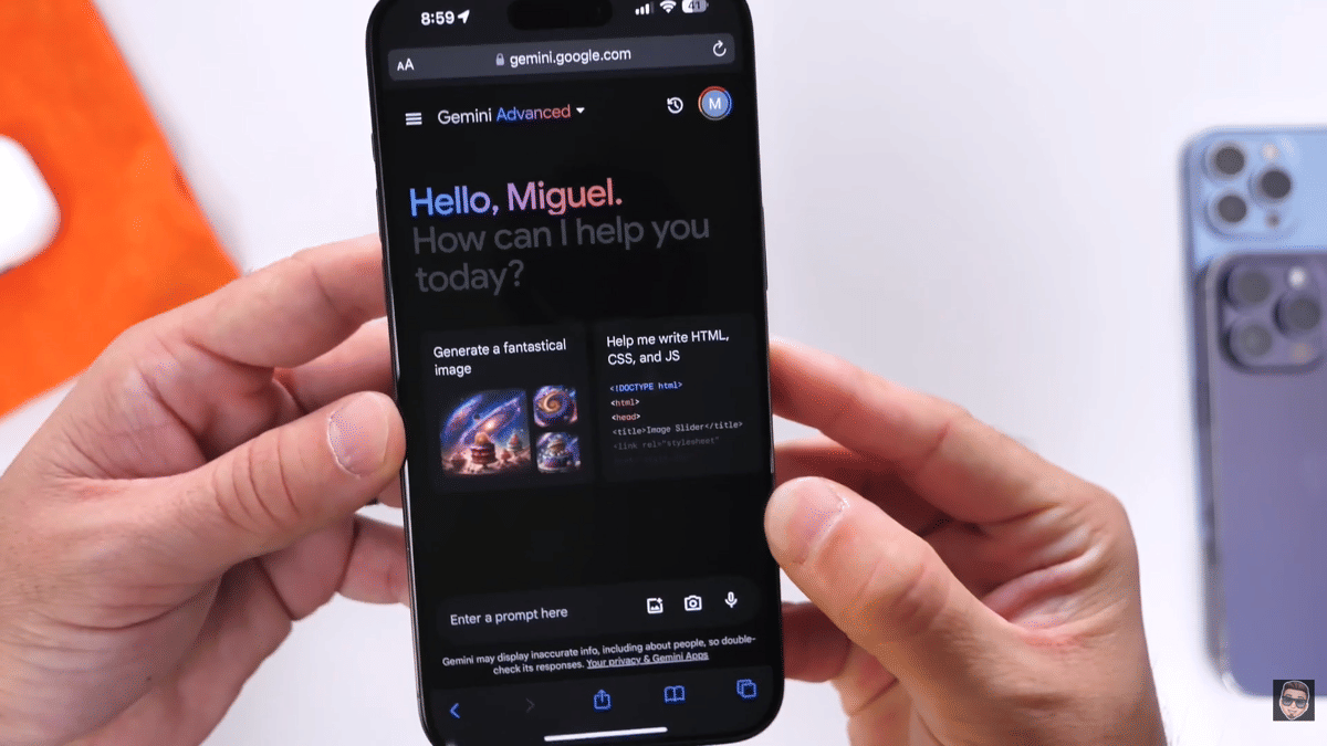Tampilan Google AI Gemini di iPhone