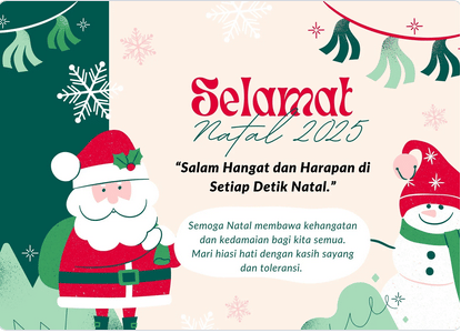 Ilustrasi kartu ucapan Natal 2025 (Canva/By JM Studio)