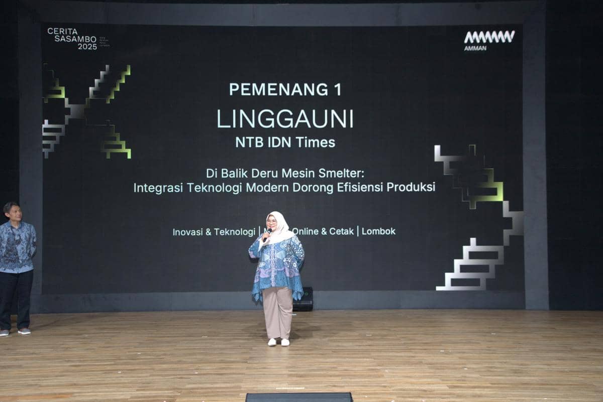 Jurnalis IDN Times, Linggauni menjadi juara dalam anugerah karya jurnalistik AMMAN, Kamis (11/12/2025). (Dok. AMMAN)