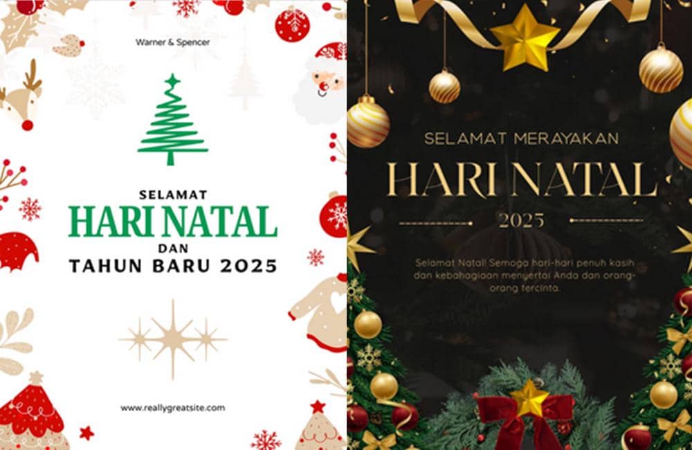 Ilustrasi kartu ucapan Natal 2025 (kolase foto via Canva/By dansdesign & By ilutaka)
