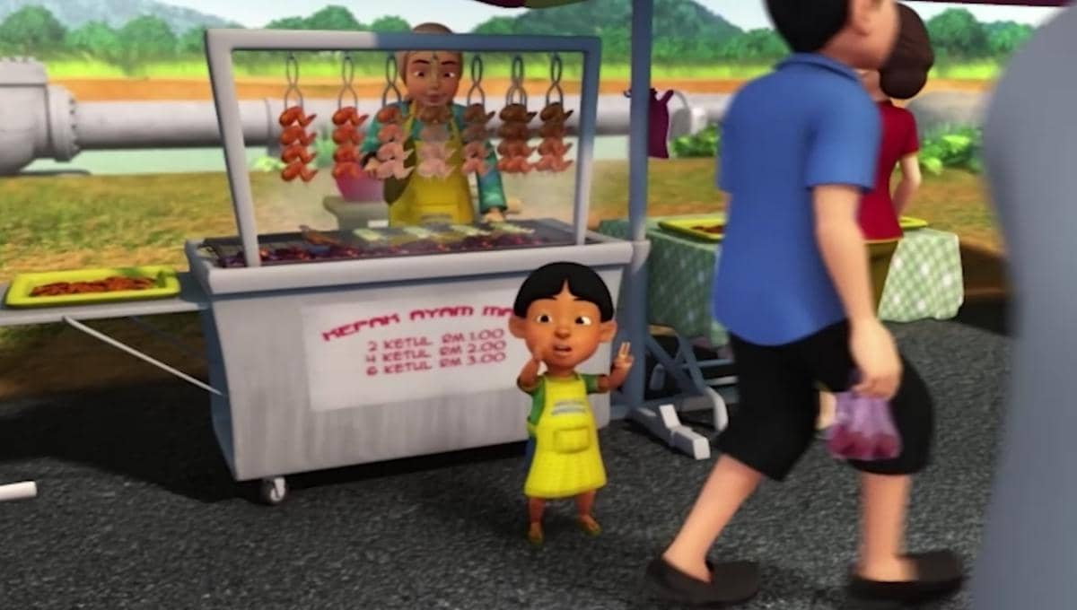 Potret Mail membantu orangtua berjualan ayam bakar