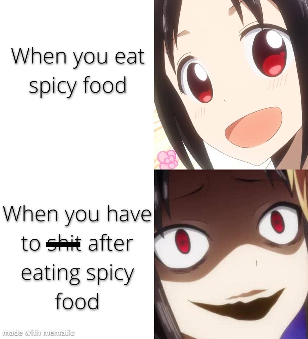 meme anime tentang makanan pedas