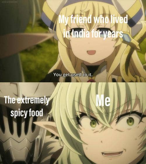 meme anime tentang makanan pedas