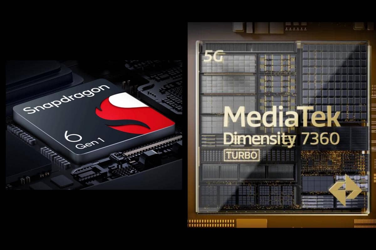 ilustrasi prosesor Snapdragon 6 Gen 1 dan MediaTek Dimensity 7360 Turbo